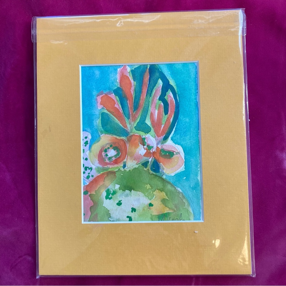 Original watercolor Cactus Abstract painting watercolor original 5"x7" m…